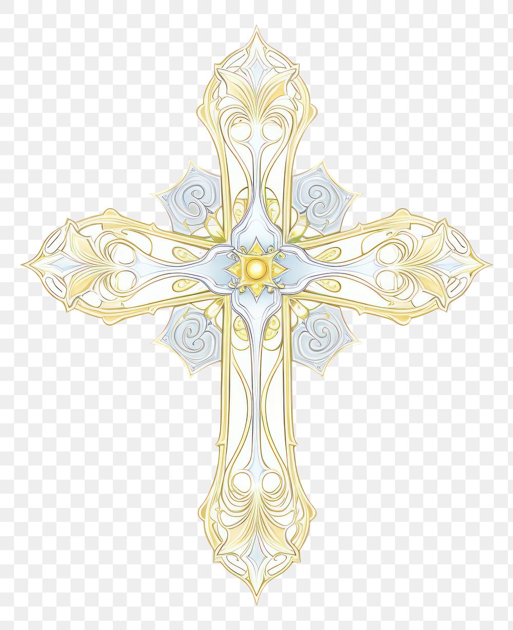 illustration of *jesus cross Alphonse Mucha style* isolated on white background --ar 3:2 --style 19pADPufIwHTB19