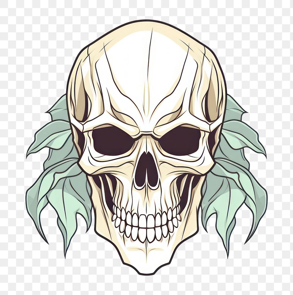 illustration of *skull Alphonse Mucha style* isolated on white background --ar 3:2 --style 19pADPufIwHTB19
