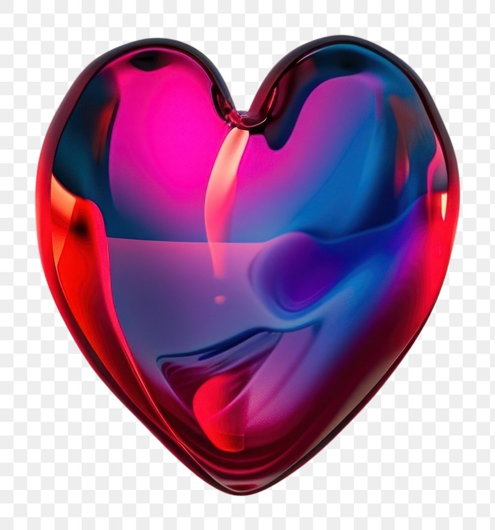 PNG Heart shape reflection glowing.