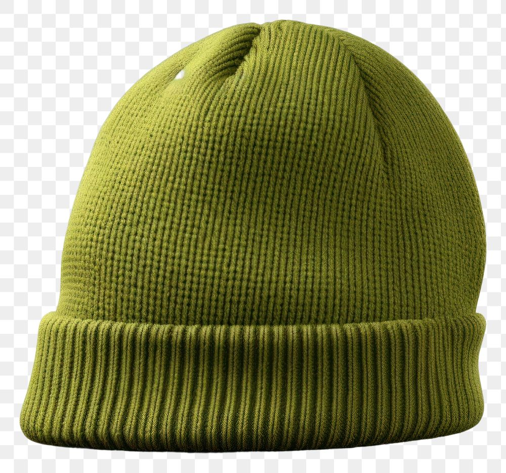 PNG Beanie mockup green headwear headgear.