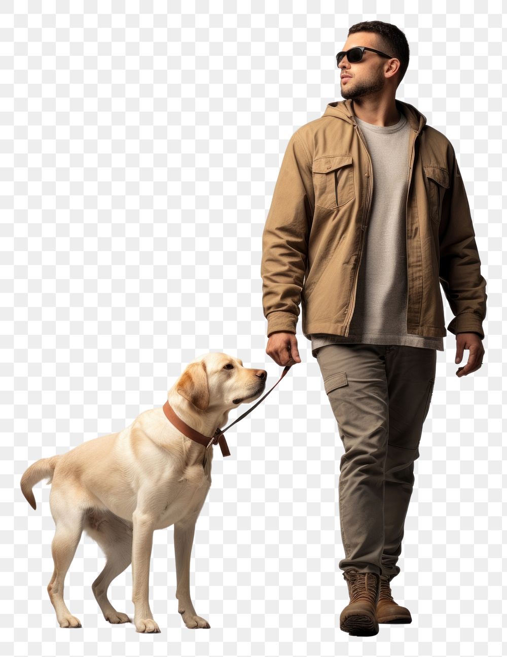 PNG  A happy blind man with dog footwear walking mammal