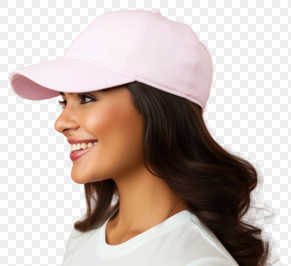 PNG  Cap mockup pink perfection hairstyle.