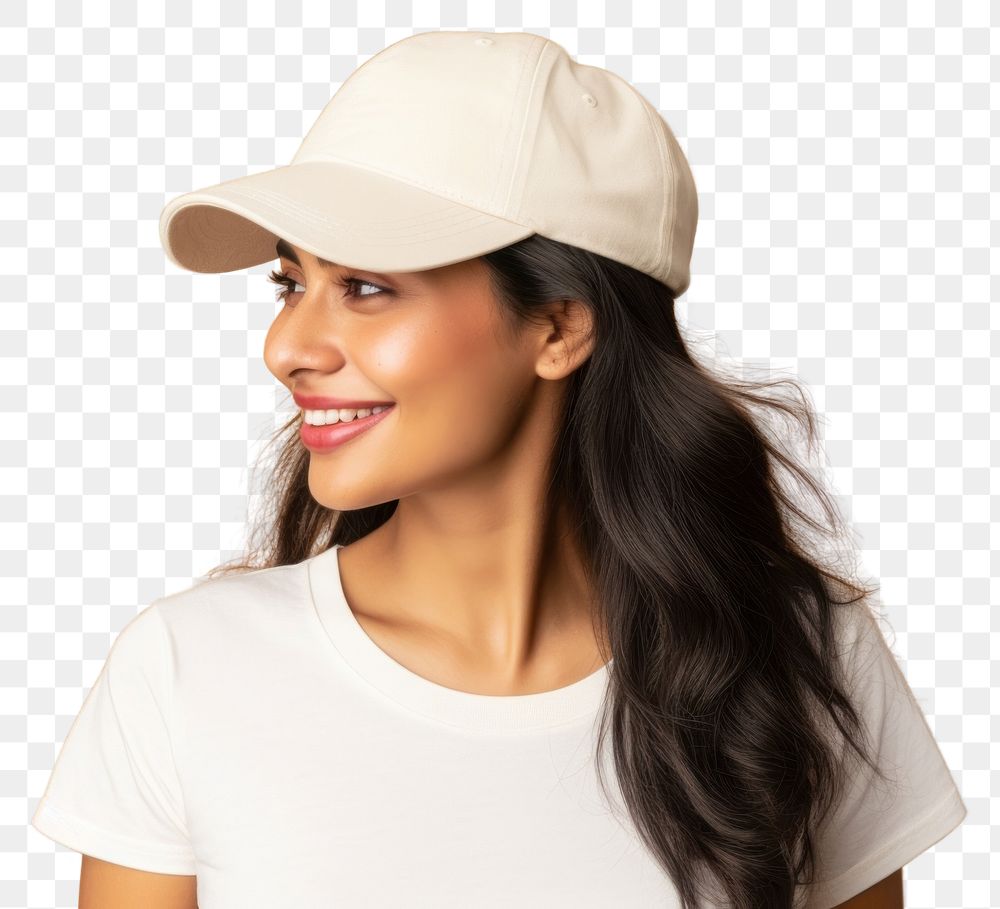 PNG  Cap mockup back perfection hairstyle.