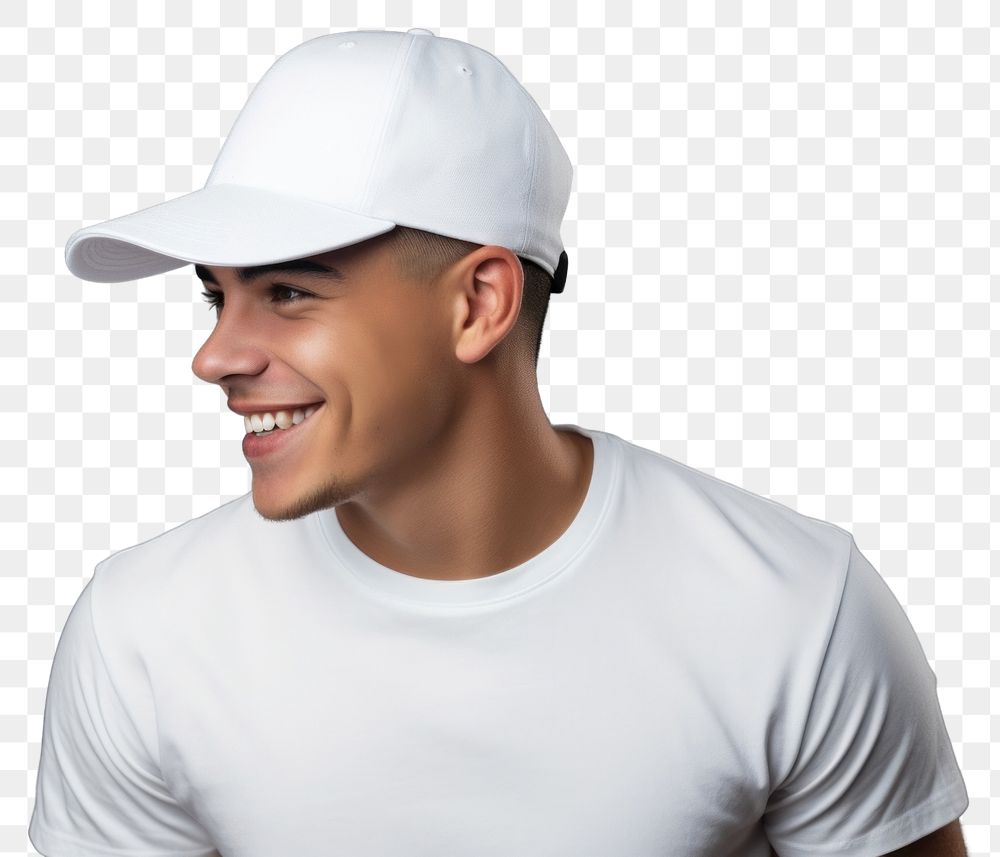 PNG  Cap mockup white gray happiness.