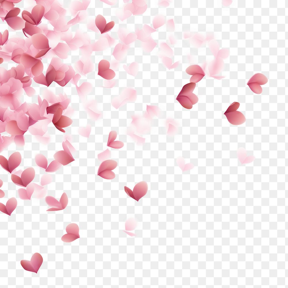 PNG Pink hearts petals falling backgrounds white background celebration. AI generated Image by rawpixel.