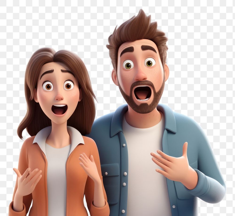 PNG Couple boyfriend girlfriend happy cartoon surprised adult. AI generated Image by rawpixel.