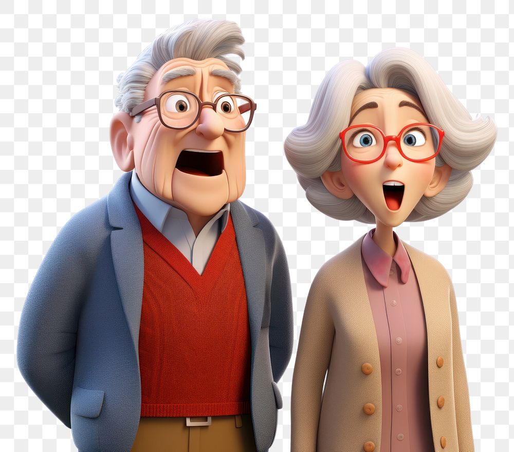 PNG Old couple cartoon adult face. AI generated Image by rawpixel.