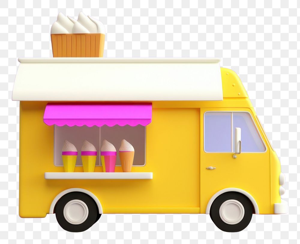 PNG  Small business ice cream food truck vehicle van transportation.