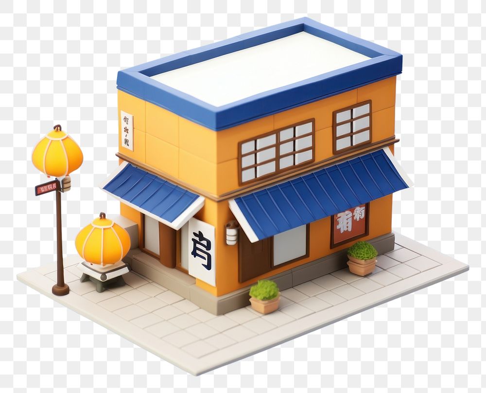 PNG  Small business japanese style city architecture dollhouse.