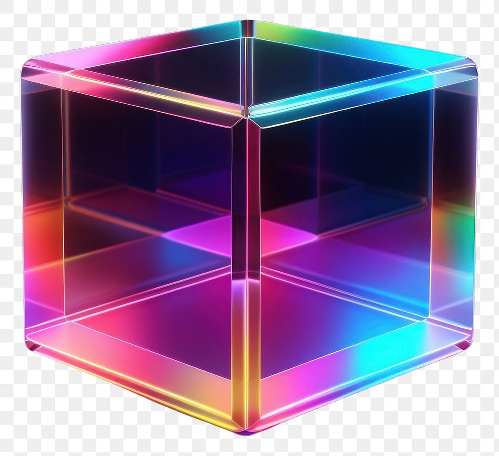 PNG  3D render of neon cube icon glass illuminated technology