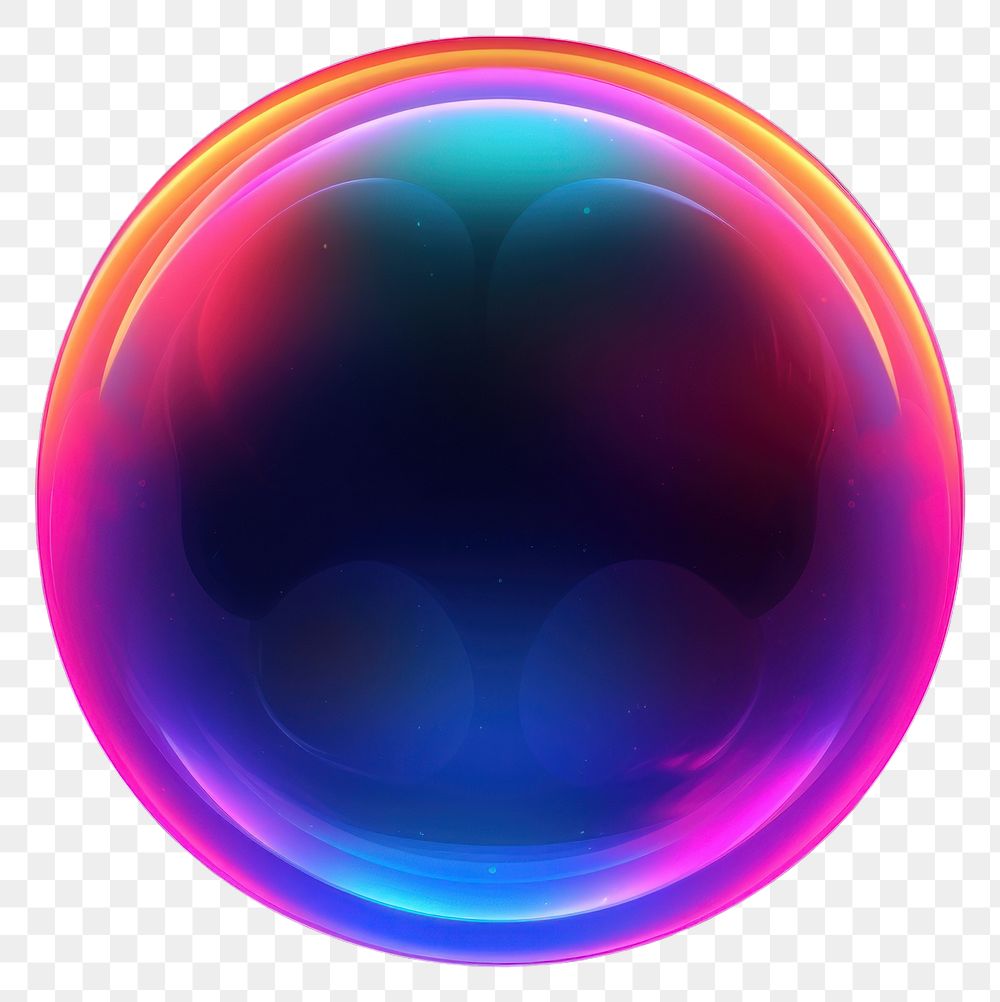 PNG  3D render of neon full moon icon rainbow sphere purple.