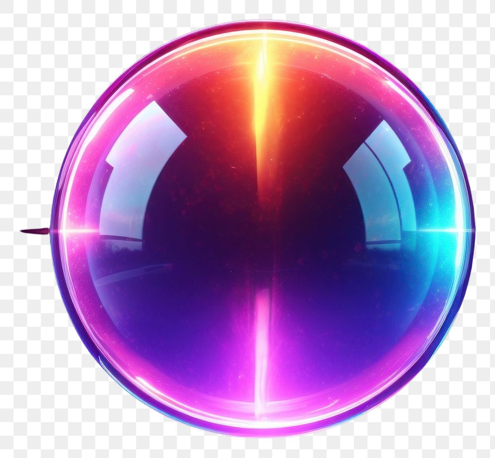 PNG  3D render of neon full moon icon sphere purple light.
