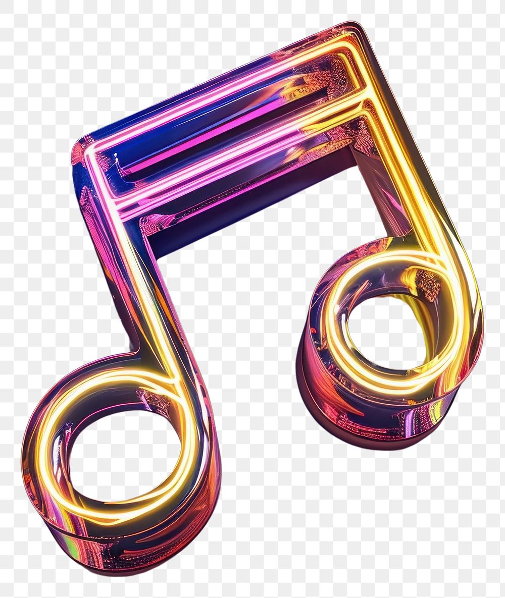 PNG  3D render of neon music icon number light illuminated
