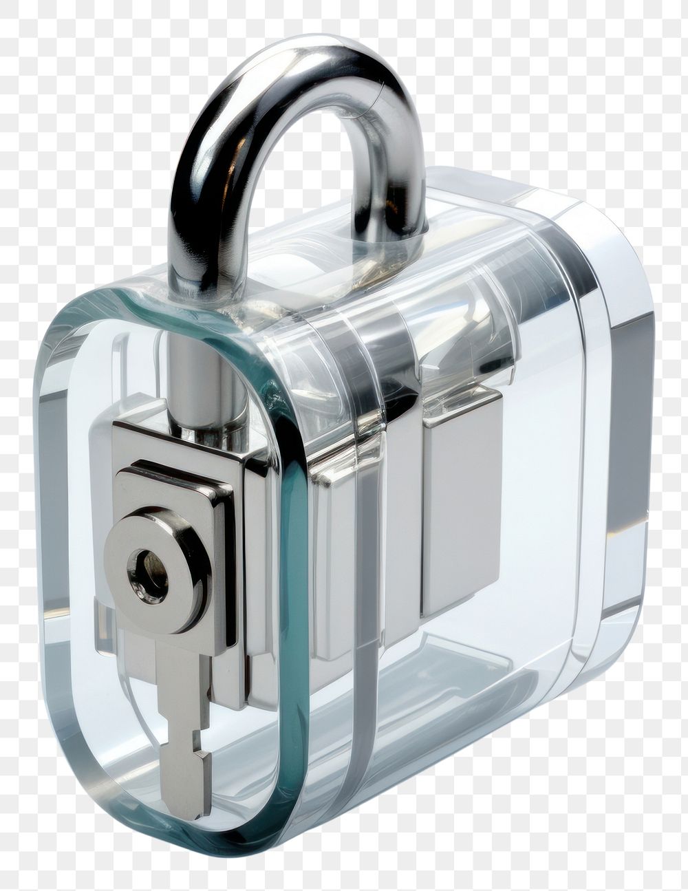 PNG Transparent glass lock white background protection technology.