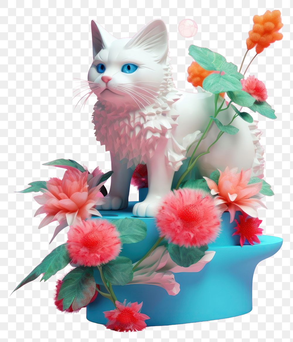 PNG Animal mammal kitten flower.