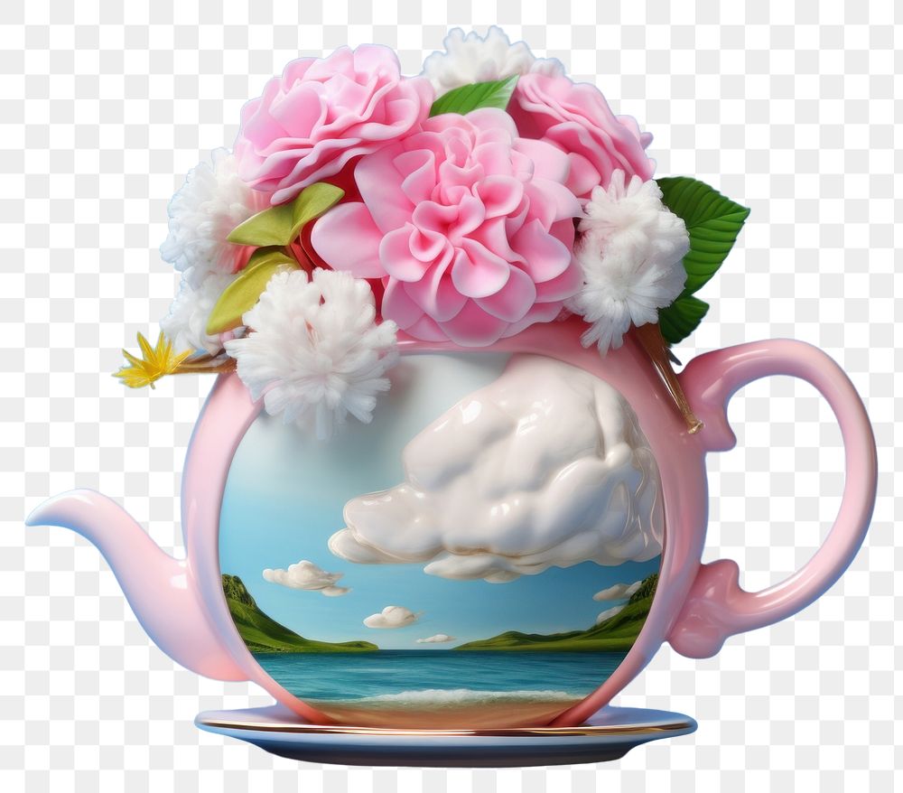PNG Teapot flower plant cup.