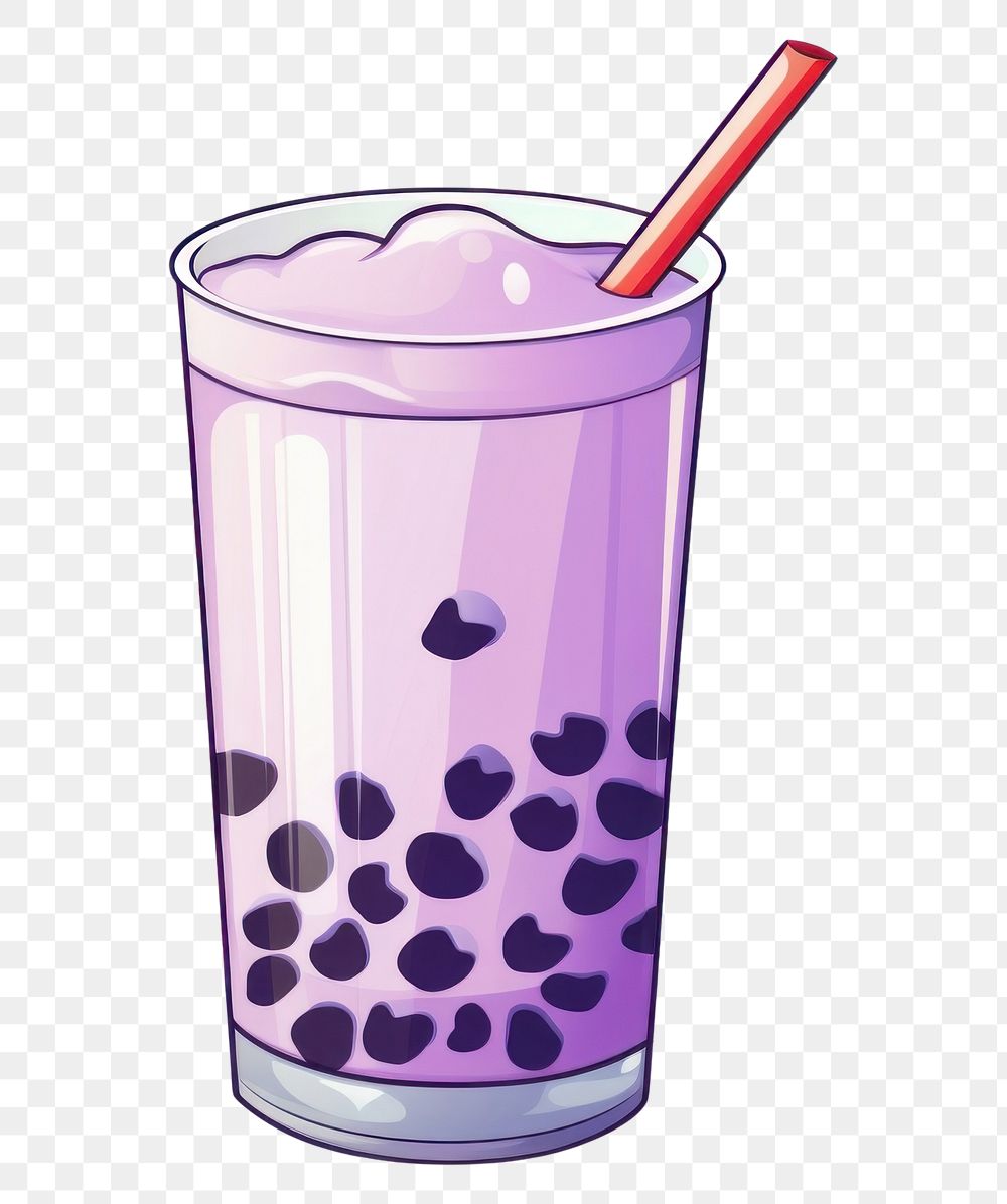 PNG  Taro milk tea cartoon drink white background.