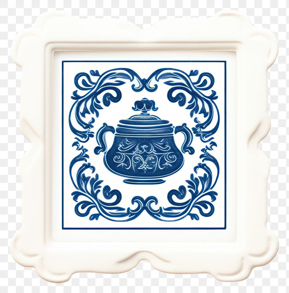 PNG  Porcelain rectangle teapot frame. AI generated Image by rawpixel.