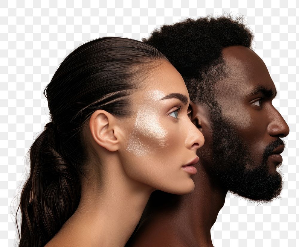 PNG Diversity woman and man close-up facial portrait adult togetherness.