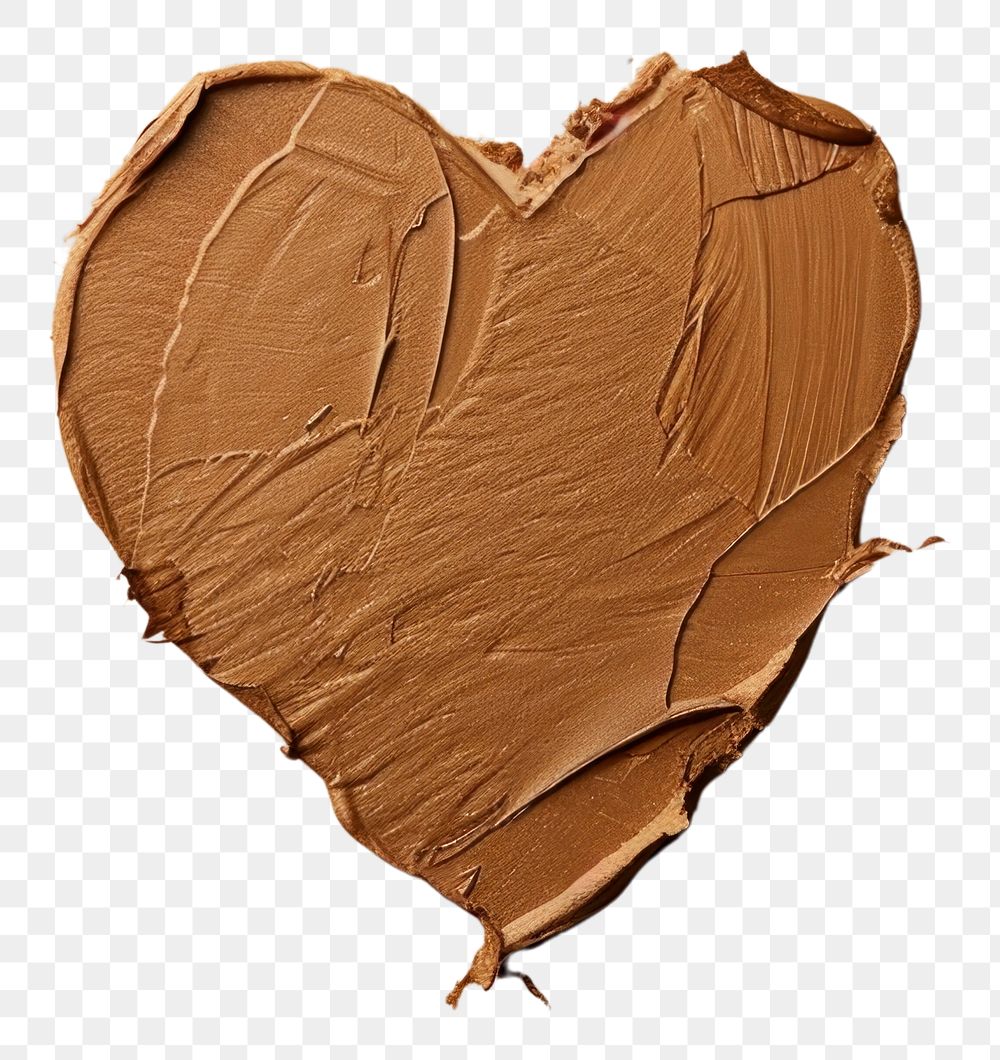 PNG Makeup foundation swatch brown shape heart studio shot chocolate textured.