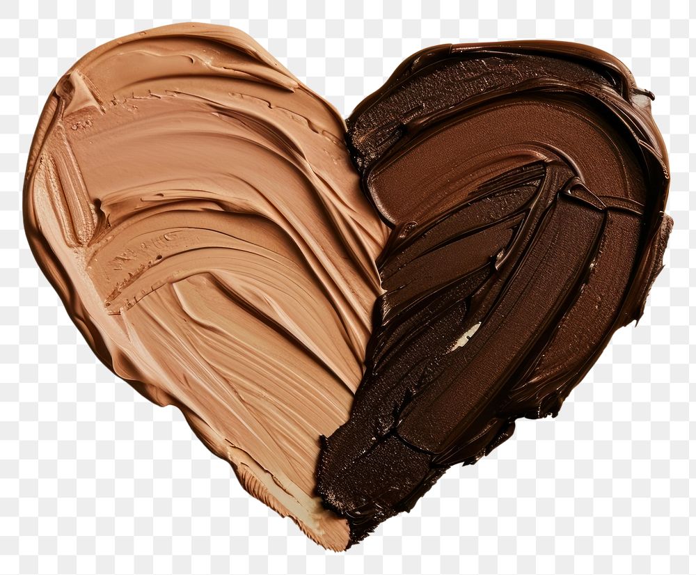PNG Makeup foundation swatch brown and pink brown shape heart chocolate cream confectionery.