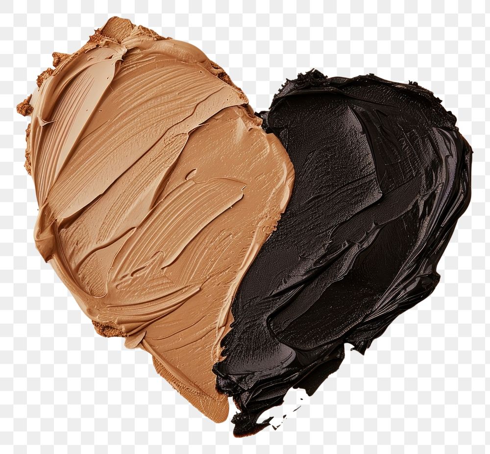 PNG Makeup foundation swatch light brown and dark brown shape heart studio shot cosmetics dessert.