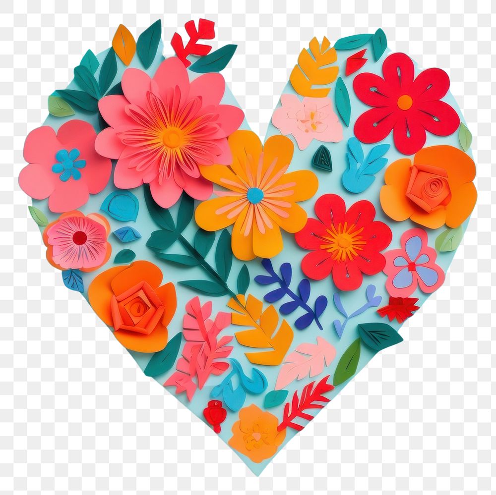 PNG  Heart with flowers inflorescence creativity decoration. AI generated Image by rawpixel.