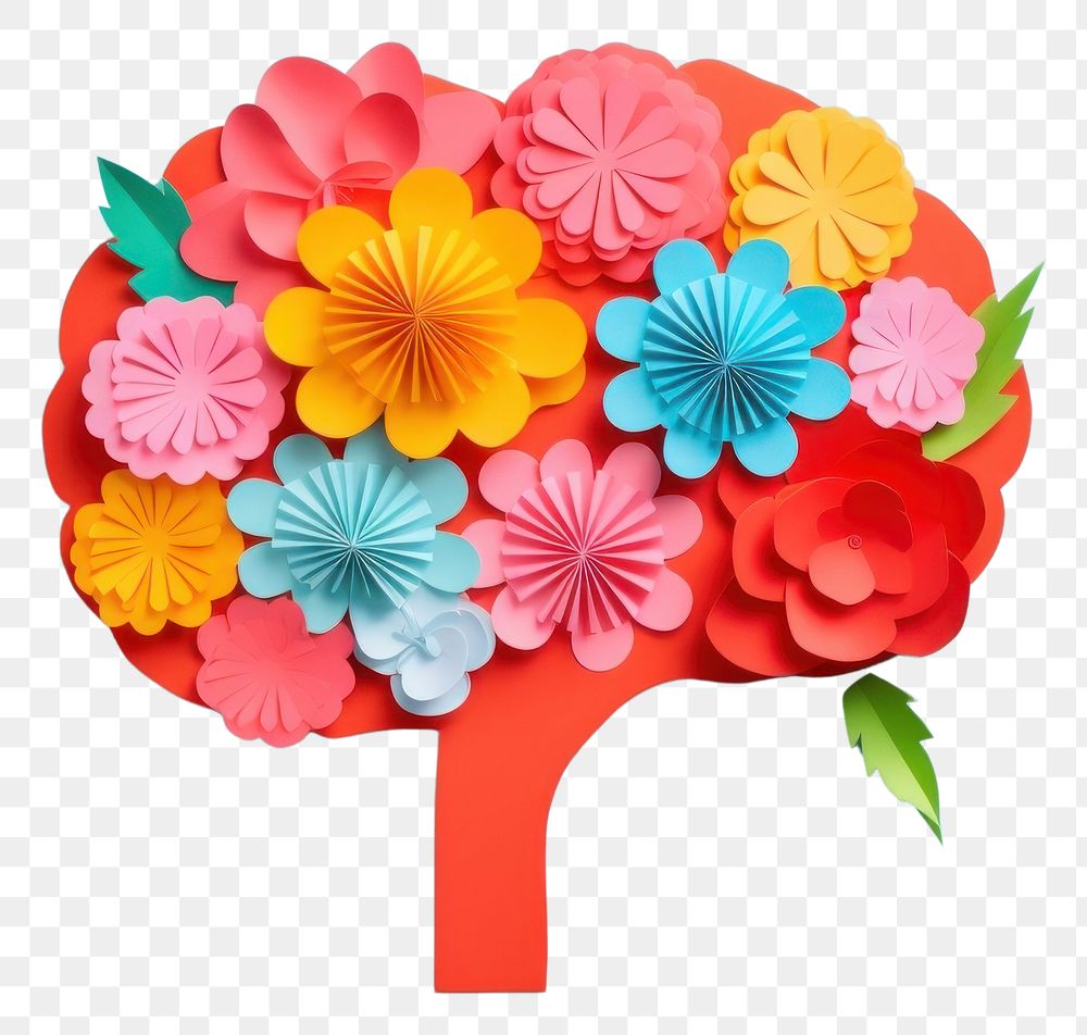 PNG  Realistic brain with flowers plant art creativity. AI generated Image by rawpixel.