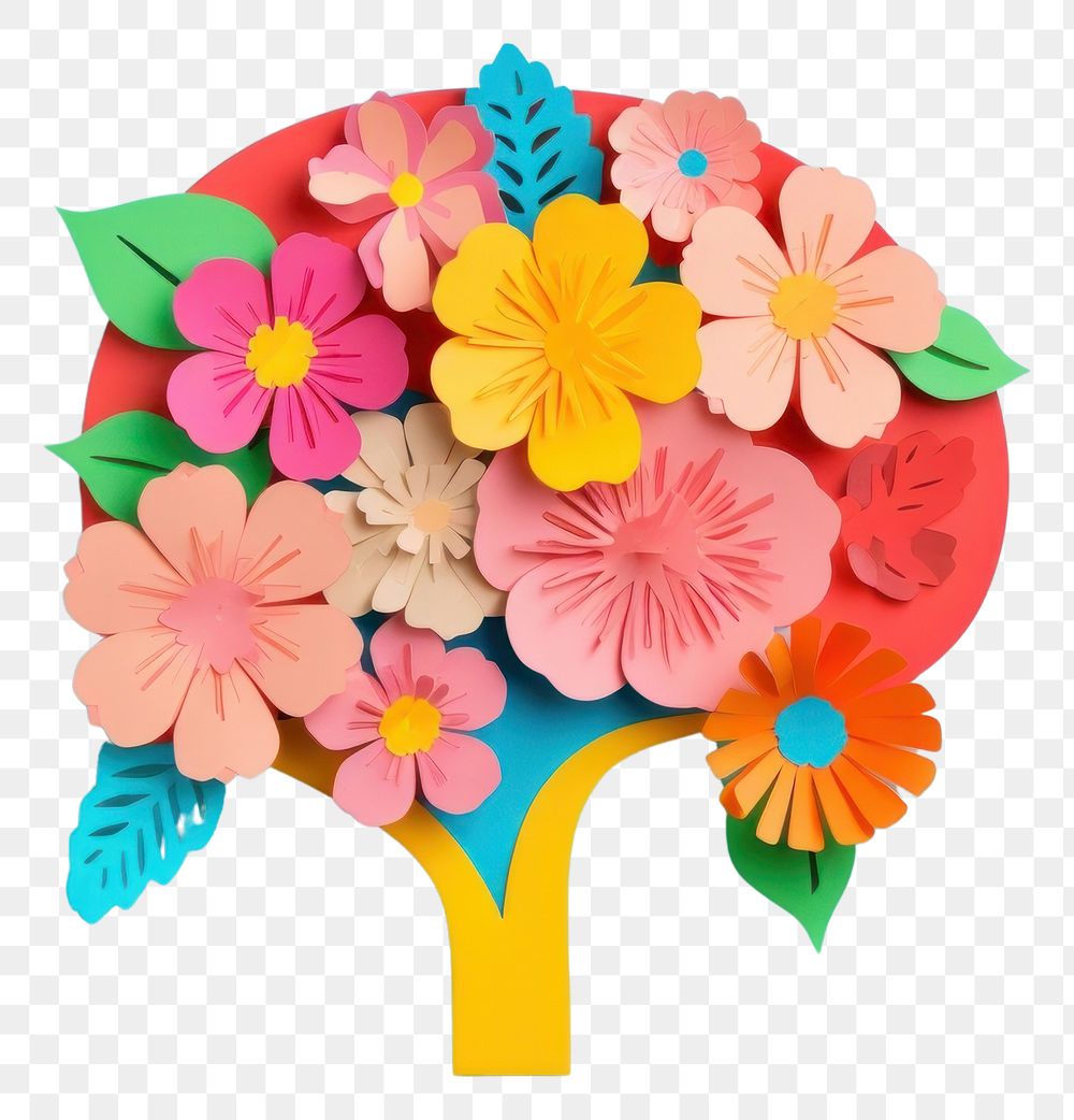 PNG  Realistic brain with flowers plant art creativity. AI generated Image by rawpixel.