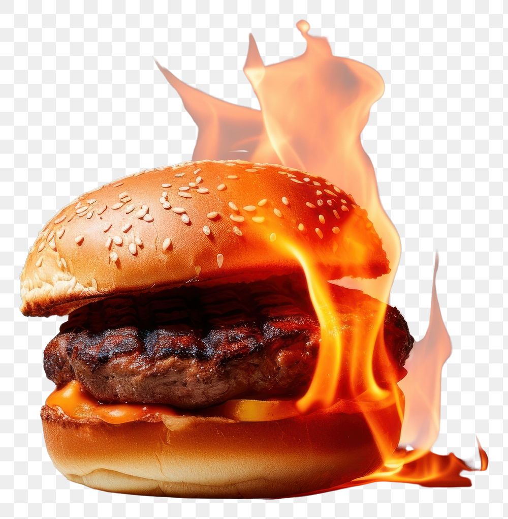 PNG Food fire hamburger burning.
