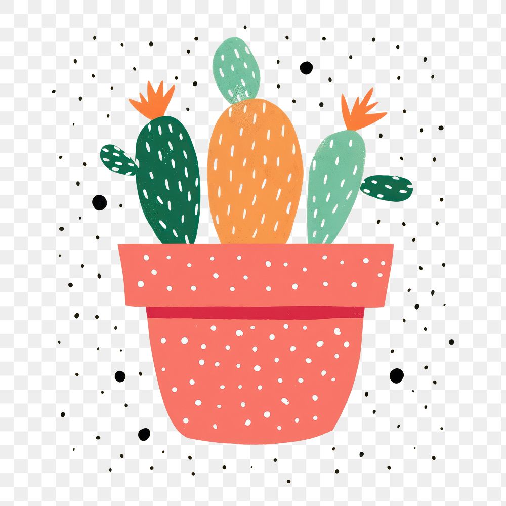 PNG Cactus pot pattern plant art.