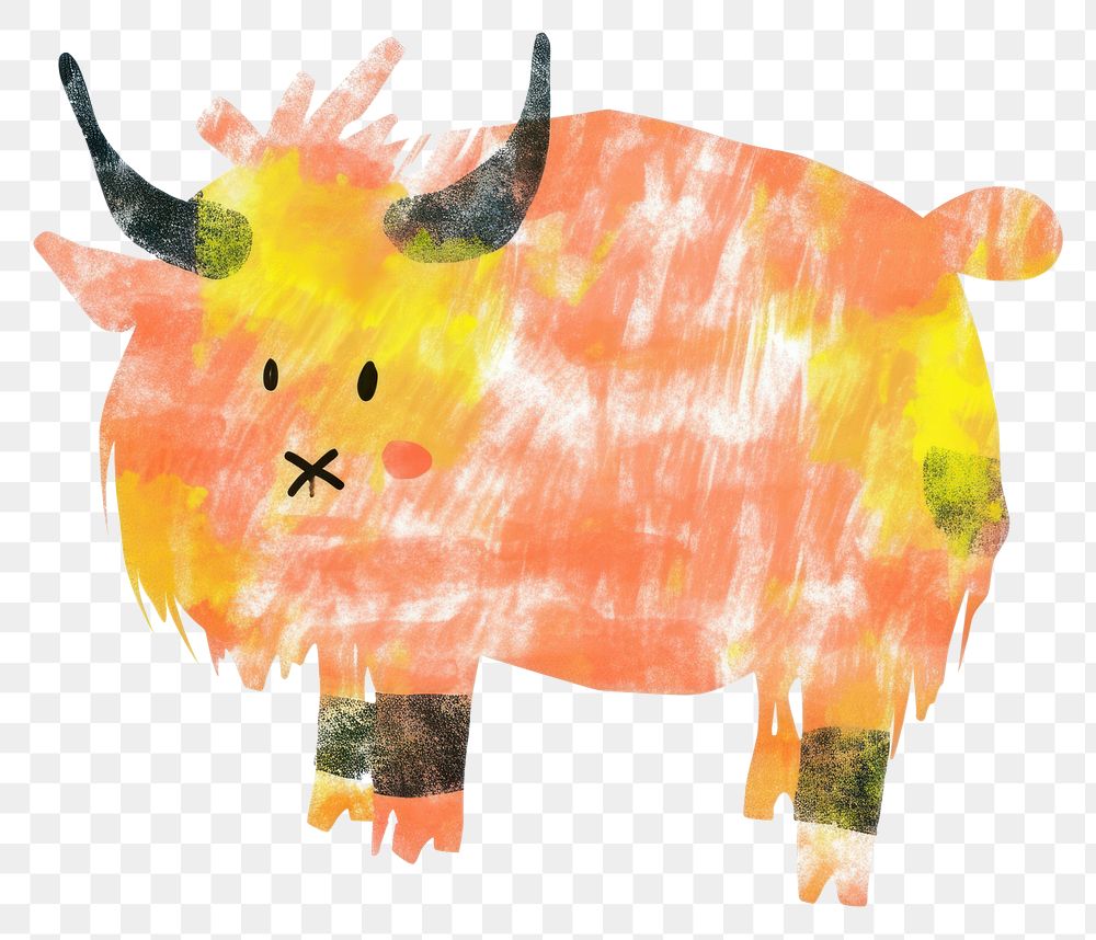PNG  Livestock painting mammal animal. AI generated Image by rawpixel.