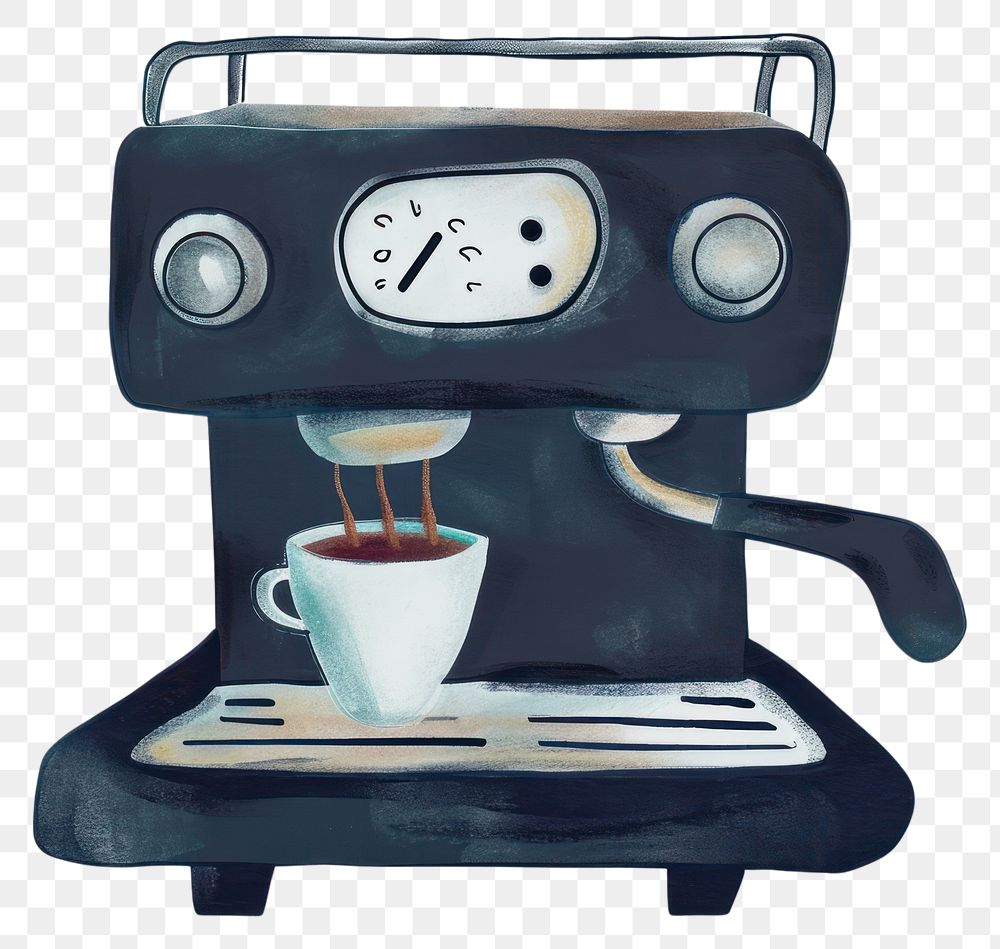 PNG  Espresso machine with a cup coffee mug white background. AI generated Image by rawpixel.