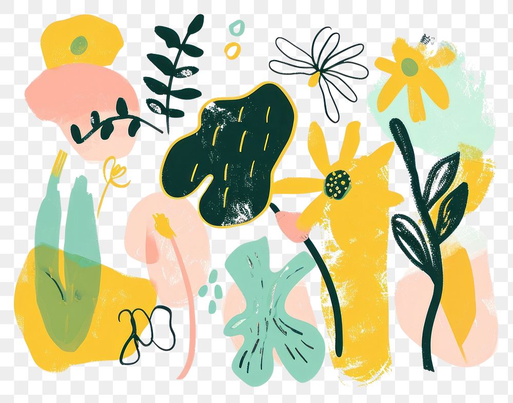PNG  Garden painting backgrounds pattern. AI generated Image by rawpixel.