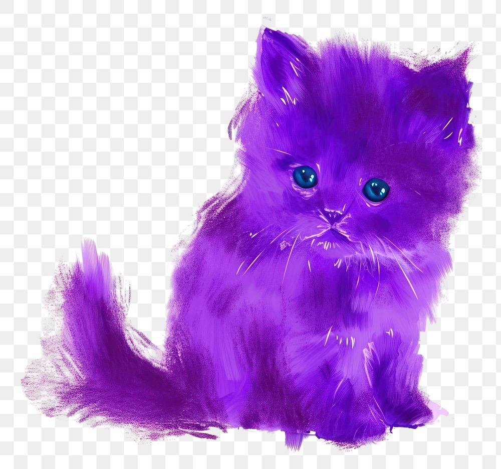 PNG  Purple kitten mammal animal cute. AI generated Image by rawpixel.