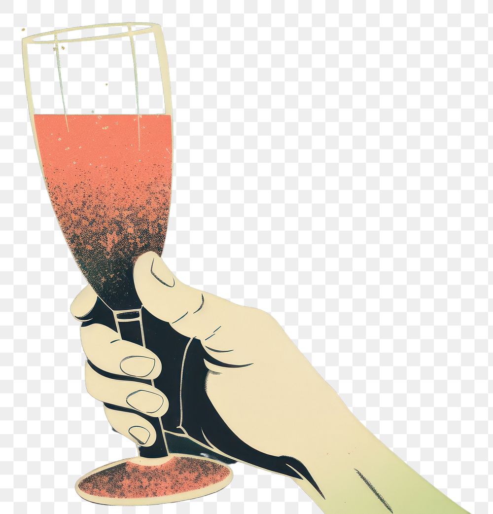 PNG  Champagne glass holding drink hand.