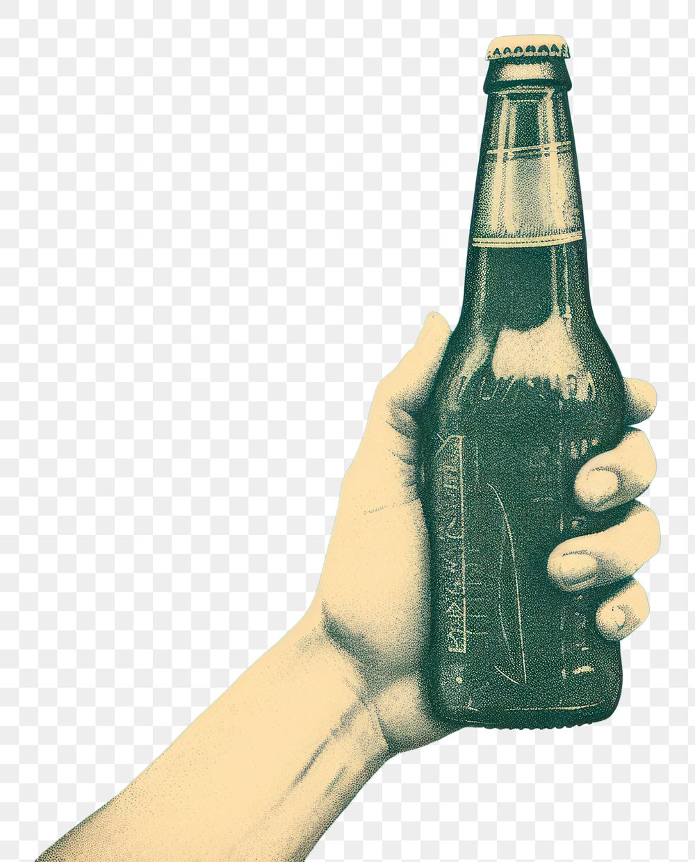 PNG  Beer bottle holding drink green