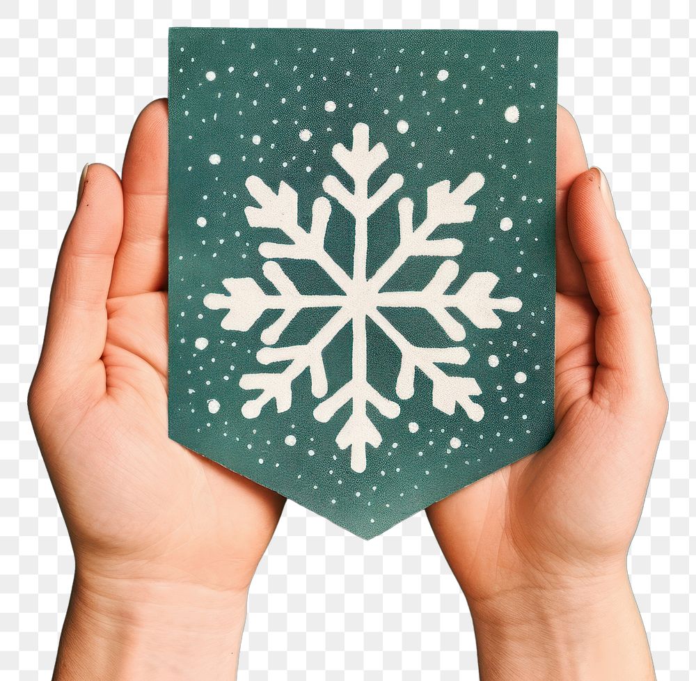 PNG  Snow flake holding paper shape.