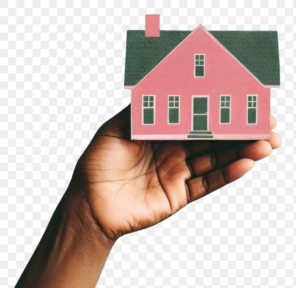 PNG  Real estate hand holding green.