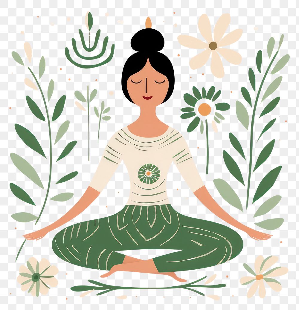 PNG  Girl in yoga adult plant art. AI generated Image by rawpixel.