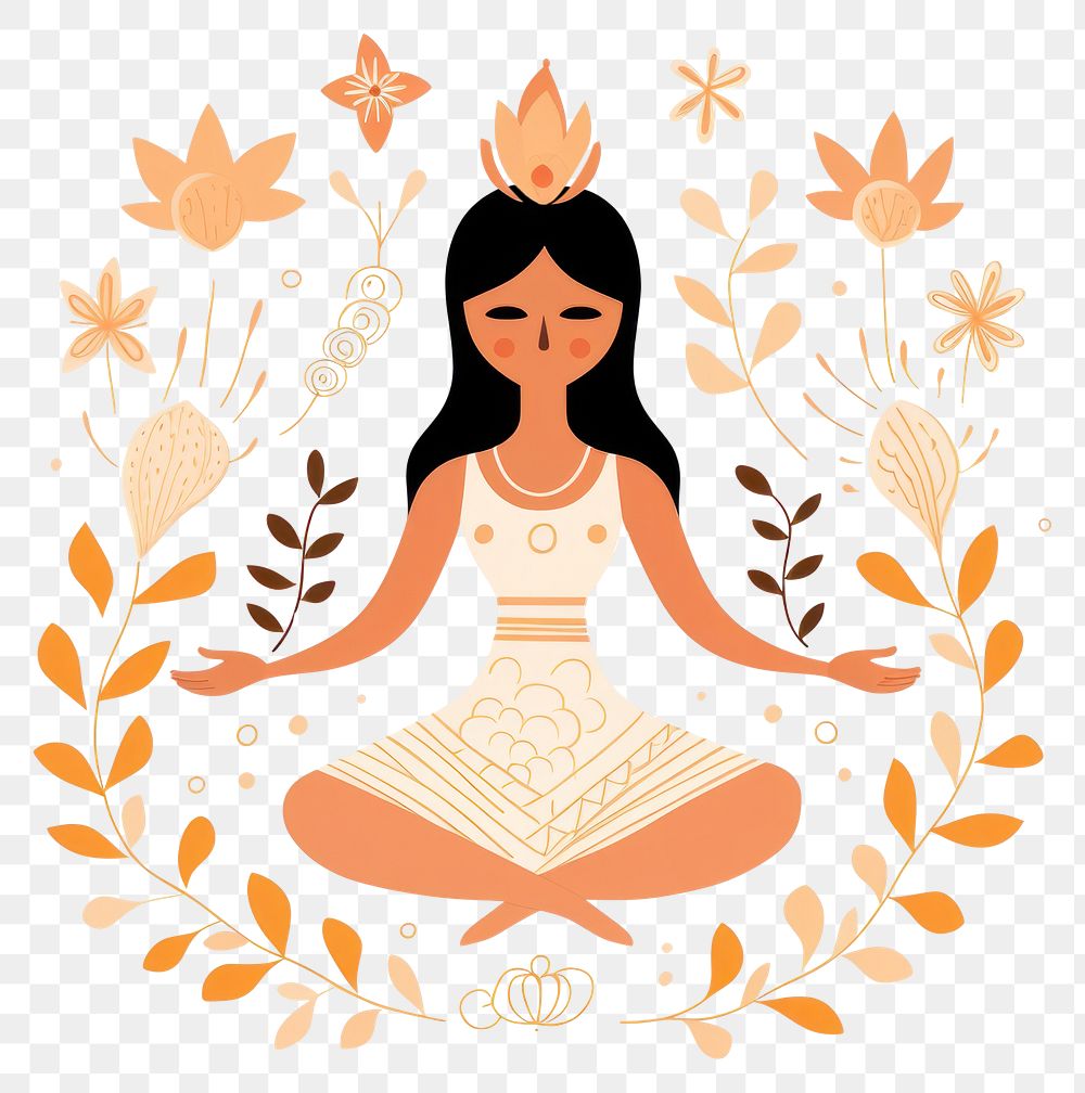 PNG  Girl in yoga art cross-legged spirituality. AI generated Image by rawpixel.