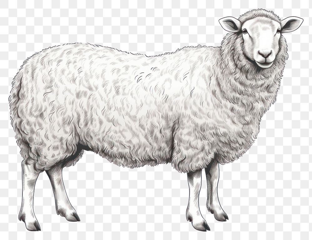 PNG  A farm sheep sketch livestock drawing. AI generated Image by rawpixel.