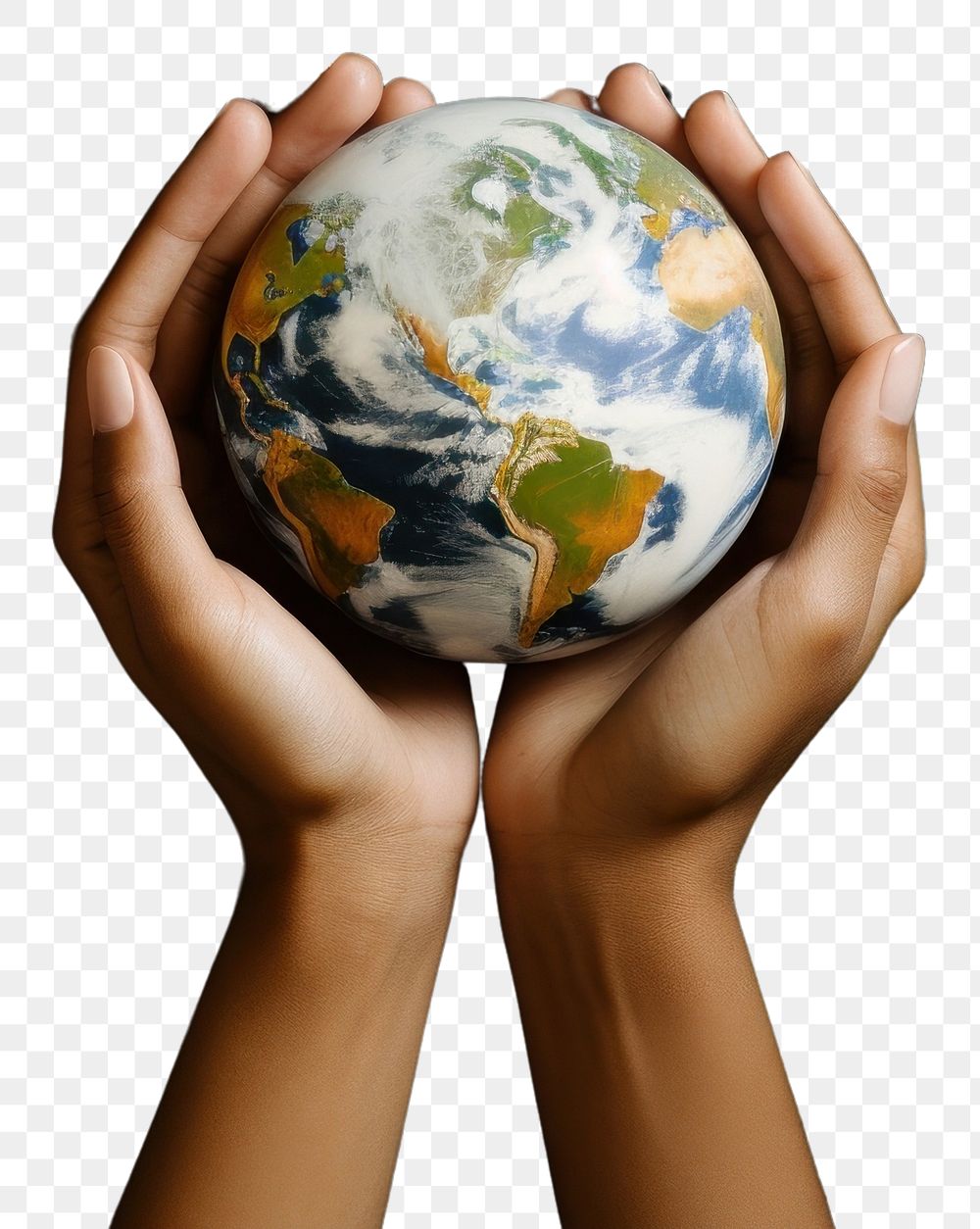 PNG  Hands holding earth photography planet sphere.