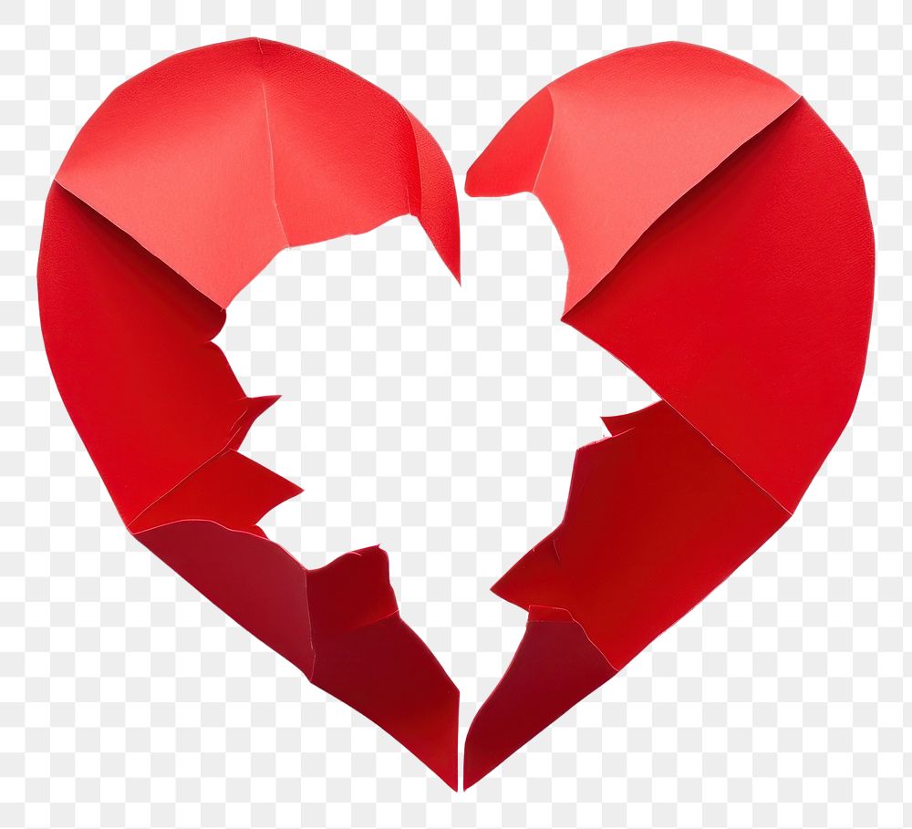 PNG Red paper heart torn apart white background creativity romance.