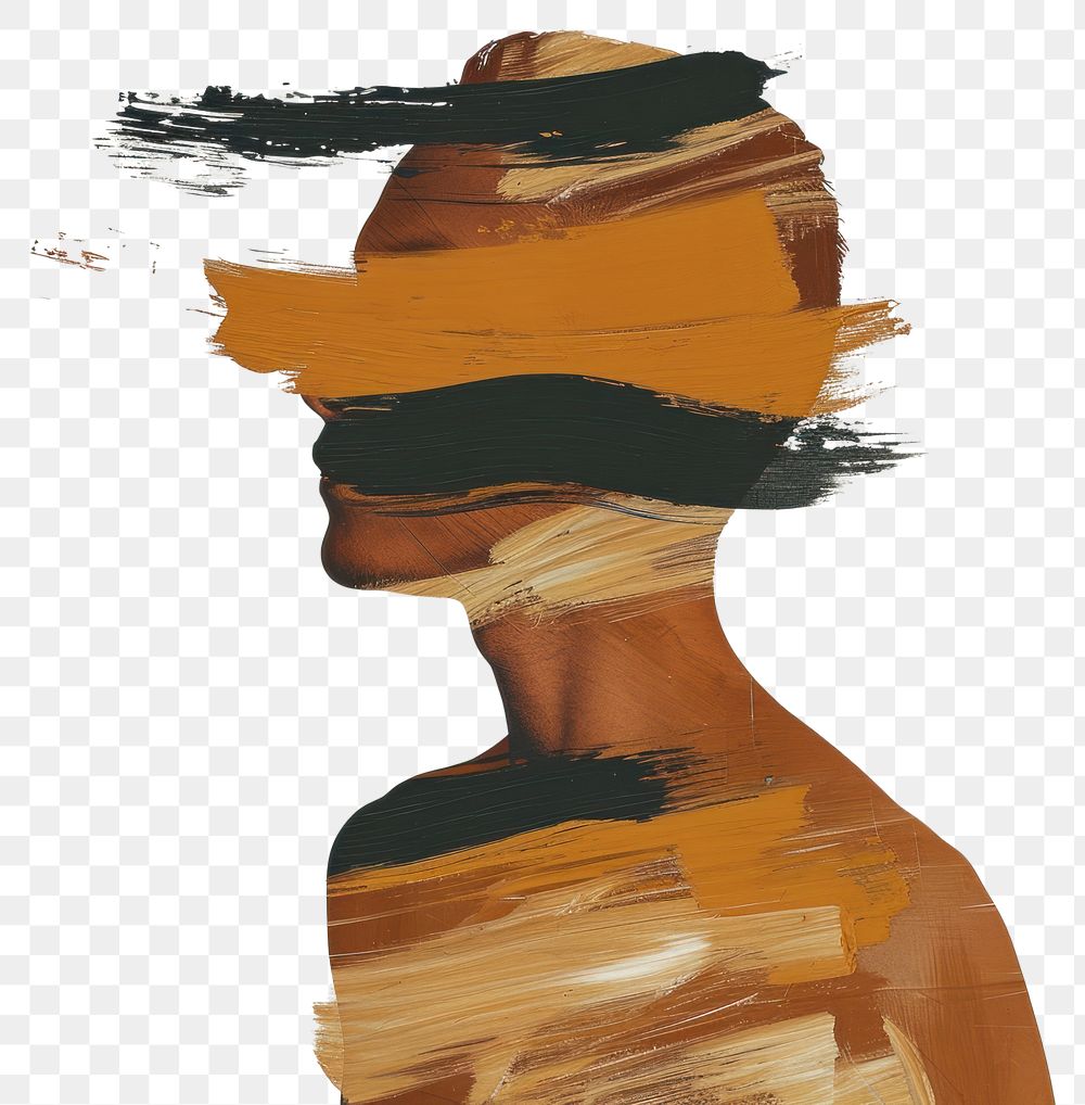 PNG Man with a brown brush stroke art abstract painting.