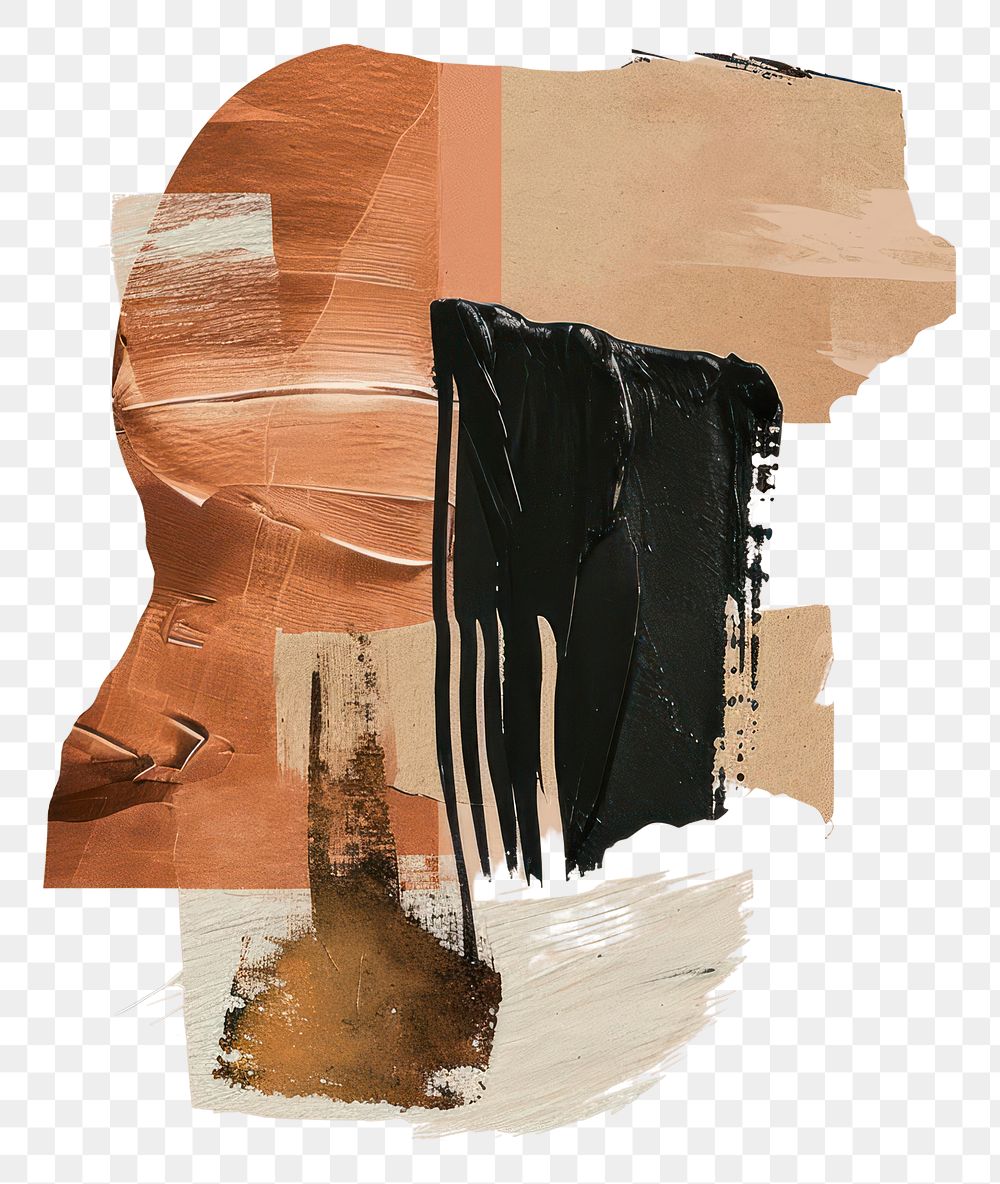 PNG Acrylic paint brown brush stroke collage art painting