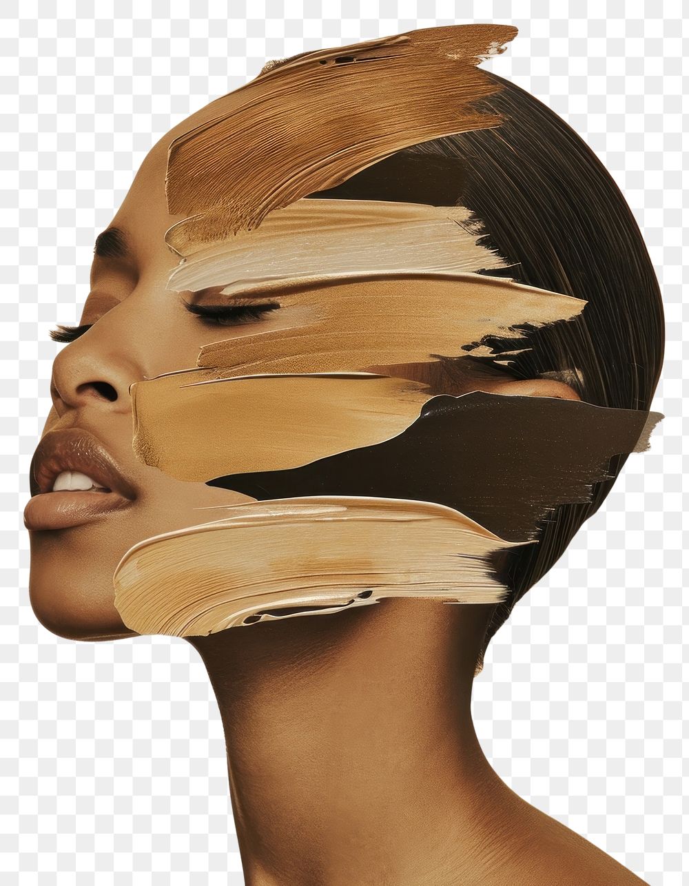 PNG Diversity woman with a foundation liquid brown brush stroke portrait adult photography.