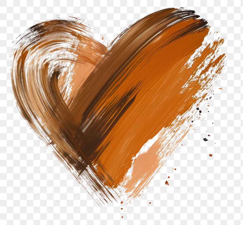 PNG Heart with a brown brush stroke backgrounds abstract painting