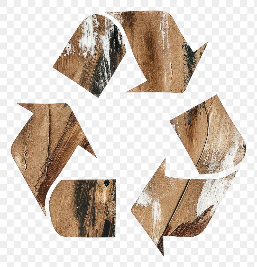 PNG Recycle icon with a brown brush stroke art collage paper.