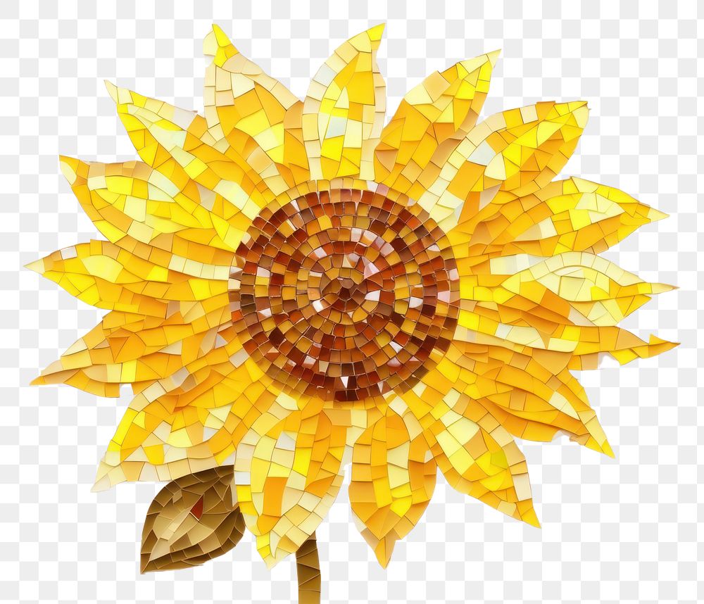 PNG  Sunflower art mosaic plant.